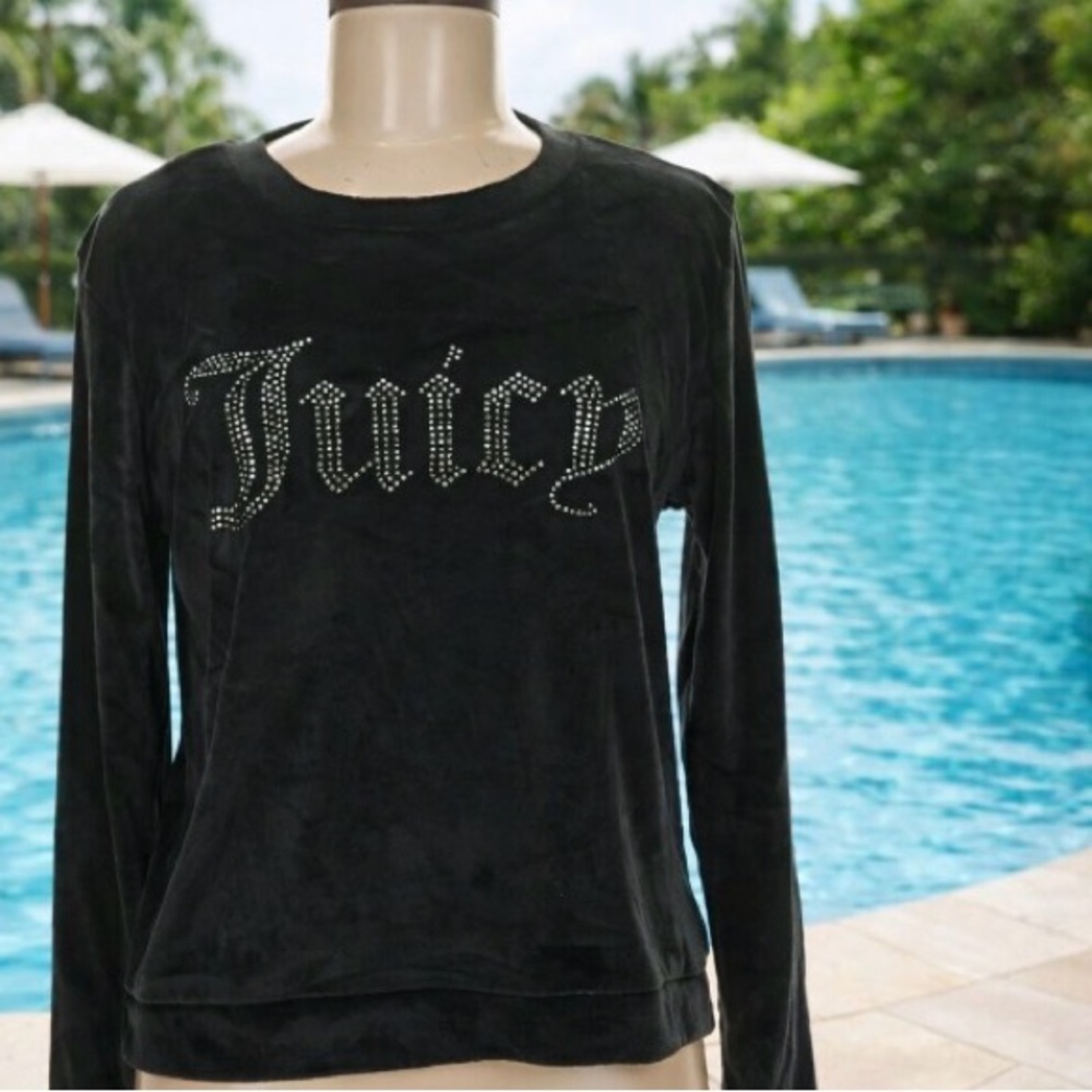 Juicy Couture Black Rhinestone Long Sleeve Tee
